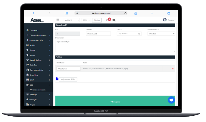 Dashboard Axes erp