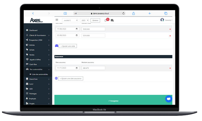 Dashboard Axes erp